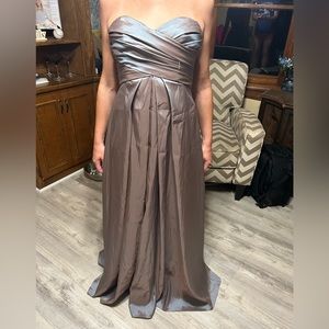 Gorgeous metallic green strapless gown